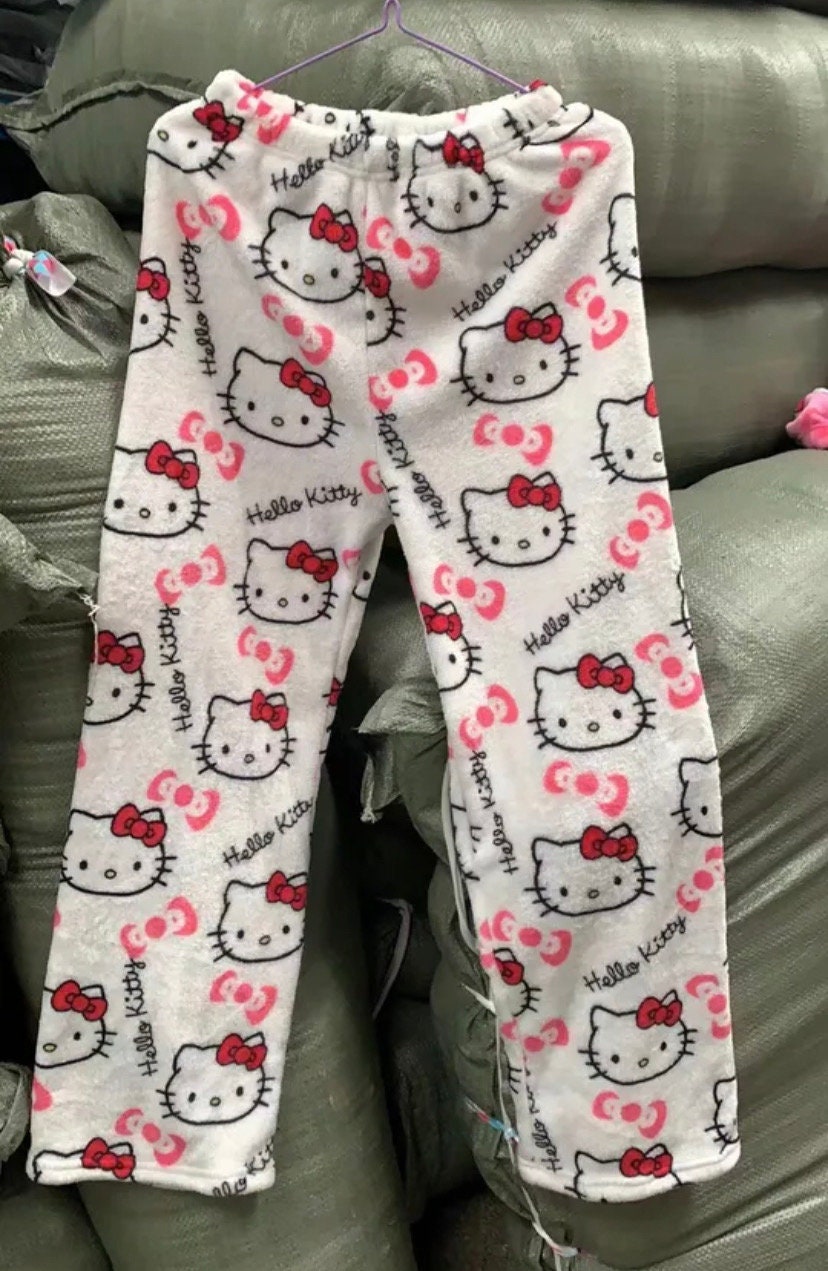 Sanrio Pajamas, Hello Kitty Pajamas, Hello Kitty Pants, Y2K Pajamas, Aesthetic Pajamas, Goth