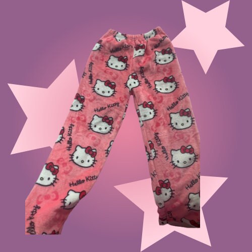 Hello Kitty Pajamas Pants Kawaii Pijama Y2k Pyjama Pink Fluffy