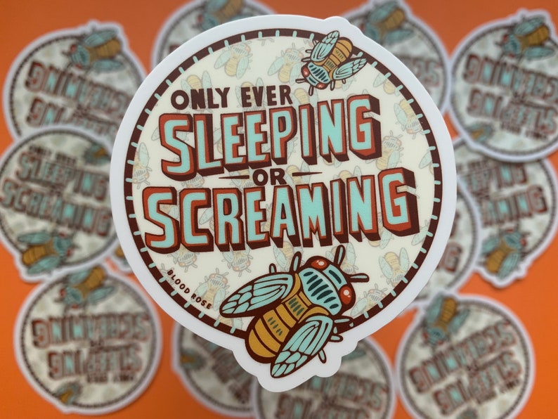Cicada ‘sleeping or Screaming’ Vinyl Sticker- Bugs, Insect, Existential ...