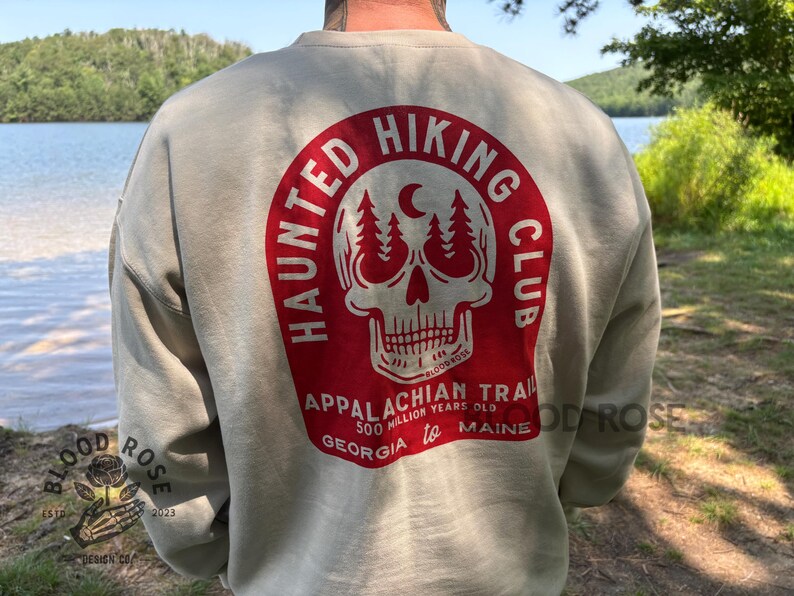 Appalachian Trail Haunted Hiking Club Sweatshirt Sweater- (screen printed by hand) Unisex image 4