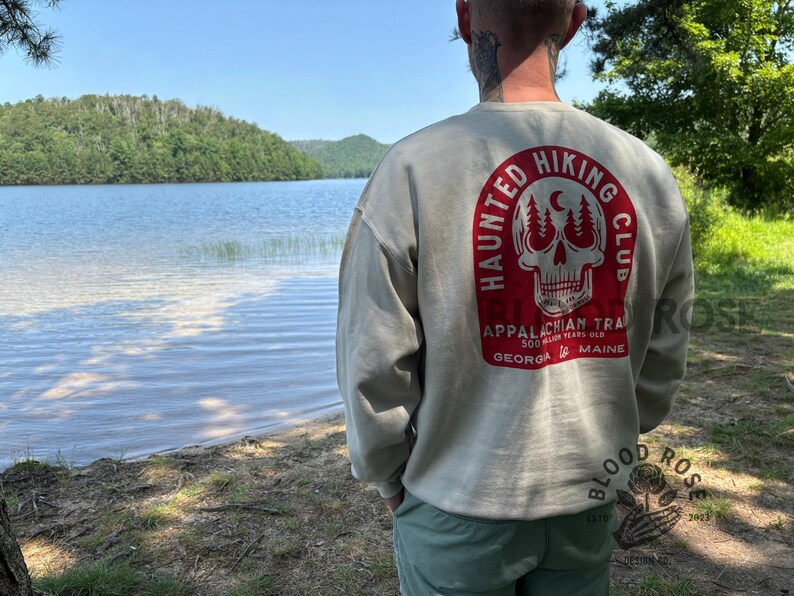 Appalachian Trail Haunted Hiking Club Sweatshirt Sweater- (screen printed by hand) Unisex image 5