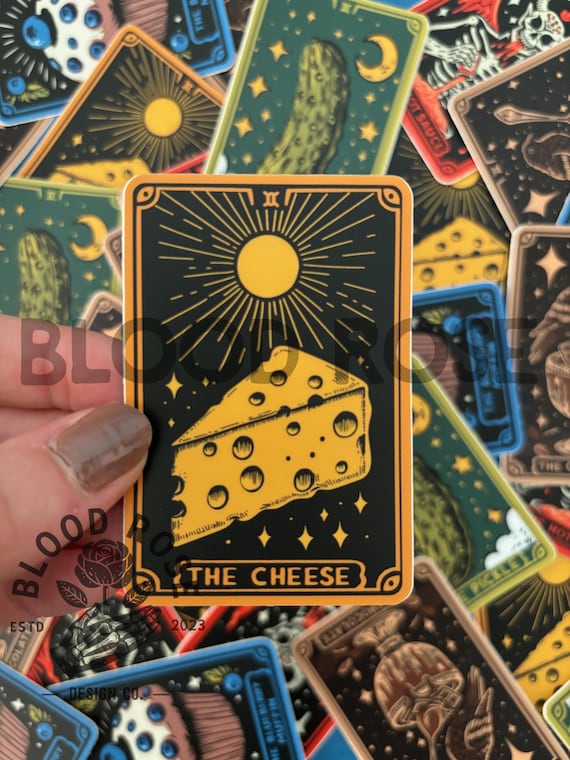 Tarot Card 'THE CHEESE' Vinyl Sticker- Mystical, Seer, Fortune