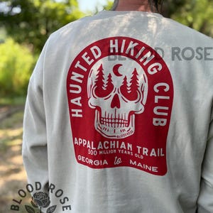 Appalachian Trail Haunted Hiking Club Sweatshirt Sweater- (screen printed by hand) Unisex image 1