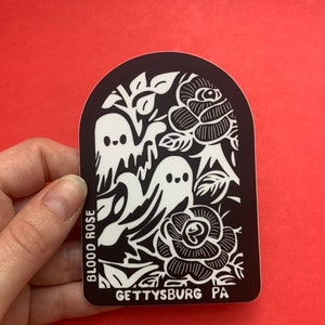GETTYSBURG ‘Ghost in the Window’ Vinyl Sticker Black & White version- Blood Rose Gettysburg- Pennsylvania