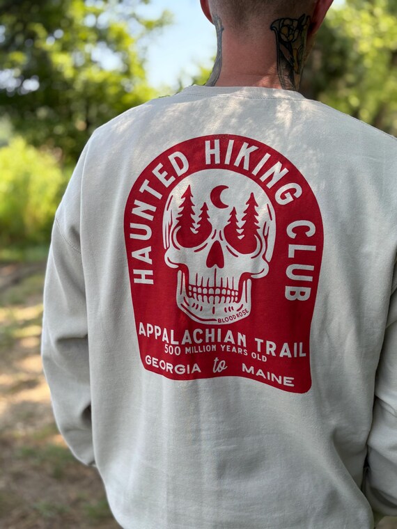 Appalachian Trail Haunted Hiking Club Sweatshirt Sweater- (screen printed by hand) Unisex