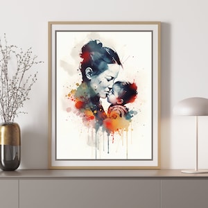 Mother And Baby  ~ High Resolution ~ LARGE Digital Printable ~ Mother&#39;s embrace 2 ~ Maternal Instinct ~ Nursery Wall Decor~  Digital Art