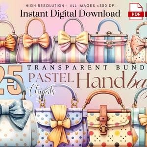 Aquarell Geldbörse ClipArt ~ 25 wunderliche Vintage Handtaschen PNG ~ Bunte Geldbörsen ~ Mode ~ Hochwertige transparente PNG Datei
