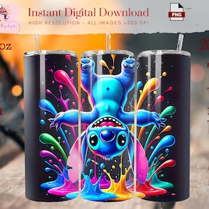 Cartoon Splash Sti-Tch 20oz Tumbler Wrap ~ Skinny Tumbler Wrap ~ Kids Tumbler ~ Cartoon Character ~ Printable Design ~ Digital ~ Sublimation