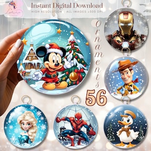 Ornamenti di cartoni animati natalizi 3D ~ Ornamenti SnowGlobe ~ Design rotondo stampabile ~ Decorazioni natalizie ~ PNG 300 DPI ~ Download digitale ~ Sublimazione