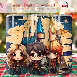 Magic Wizard Schule 20oz Tumbler Wrap ~ Zauberer Skinny Tumble Wrap ~ Trending druckbares Design ~ Digitaler Download ~ Sublimationsdesign