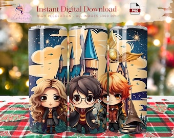 Magic Wizard School 20oz Tumbler Wrap ~ Wizarding Skinny Tumbler Wrap ~  Trending Printable Design ~ Digital Download ~ Sublimation Design