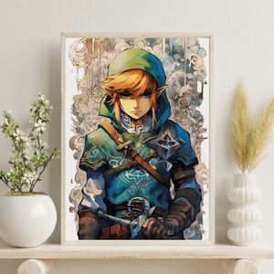 Link Portrait ~ Link Kunstsammlung ~ Prinzessin Zelda ~ Zelda Wall Decor ~ Aquarell ~ Wohndeko ~ Hohe Auflösung ~ Digitaler Download