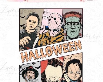 Camiseta de Halloween Horror PNG ~ Camiseta de película de terror ~ Diseño de terror vintage ~ Camiseta retro de Halloween ~ Asesino del terror ~ Sublimación de Halloween ~ Digital