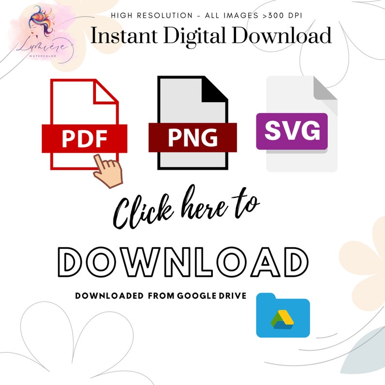 K&ouml;nnte beinhalten: Sofortiger digitaler Download eines Grafikdesigns in den Formaten PDF, PNG und SVG. Der Download ist &uuml;ber Google Drive verf&uuml;gbar.