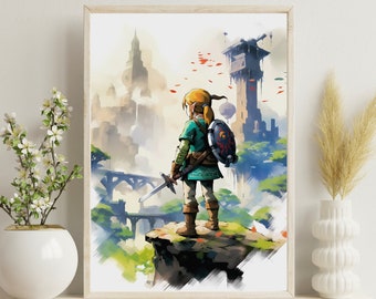 Länk Digitalt Tryck ~ Prinsessan Zelda ~ Åldern av katastrof ~ Akvarelltryck ~ Väggdekor ~ Hög upplösning ~ Originalkonstverk ~ Zelda Fan Art ~ Spel