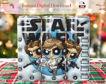 Space Wars 20oz Tumbler Wrap PNG, Cartoon 3D gonfiato Skinny Tumbler Wrap, Guerre, Stelle PNG, Design stampabile di supereroi, Digitale, Sublimazione