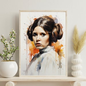 Space Wars Print ~ Princess Space Wars Painting~ Watercolors~ Wall Decor~ High Resolution~ Digital Download~ Original Artwork