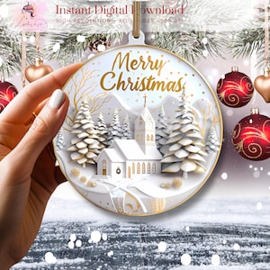 Christmas Ornament Church ~ Quilled Christmas Ornament ~ Wind Spinner ~ warm Wishes ~ PNG 300 DPI ~ Digital Download~ Sublimation Design