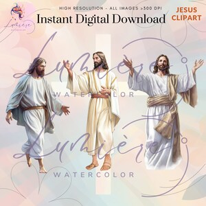 Christian Clipart Bundle~ 20 Transparent Watercolor Jesus PNG ...
