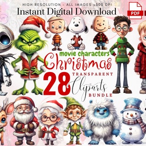 Weihnachtsfilmfiguren Clipart - 28 Chibi Ikonen ~ Marry Christmas ~ Weihnachtsdeko ~ Hohe Qualität Transparent PNG