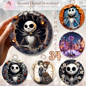 3D Cartoon Weihnachtsskelett ~ Durchbruch Ornament PNG ~ rundes Design zum Ausdrucken ~ Weihnachtsdekoration ~ PNG 300 DPI ~ digitaler Download