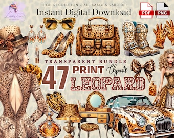 Leopard Print Fashion Clipart~ Leopard Print Clothing ~ Fashion Png~  Fashion Decor~ Scrapbooking~ High Quality Transparent PNG~ Digital