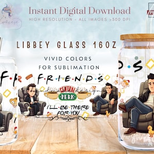 Best Friend 16oz Libbey Glass Can Wrap ~ Central 16 oz Tumbler Wrap ~ Best Friend ~ Glass Can Sublimation Design ~ Tumbler Wrap PNG Digital