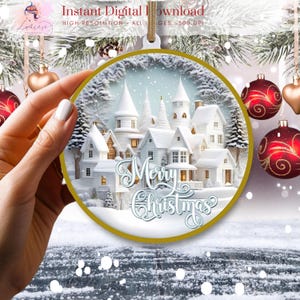 Christmas Ornament Church ~ Christmas Ornament PNG ~ Wind Spinner ~ Church ~ Merry Xmas ~ PNG 300 DPI ~ Digital Download~ Sublimation Design