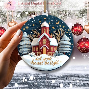 Christmas Ornament Church ~ Christmas Ornament ~ Wind Spinner ~ Religious Ornament~ PNG 300 DPI~  Digital Download~ Sublimation Design
