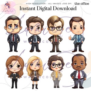 The Office Fan Art Clipart ~ Set of 25+ Iconic Characters Png ~ Office ...