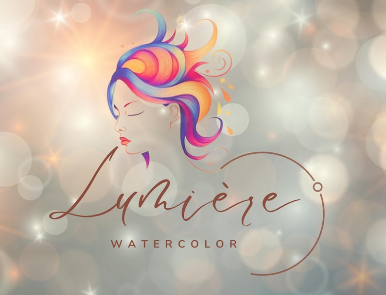 May include: A watercolor illustration of a woman with colorful hair, with the text "Lumi&egrave;re Watercolor" below.