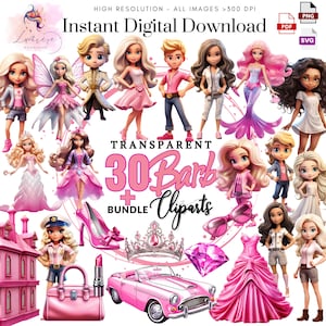 B-Doll Fashion Clipart~ 30+ Pink B- Doll PNG~ Pink Girl Fashion Png~ Pink Decor Png~ High quality and transparent PNG SVG~ Instant Download