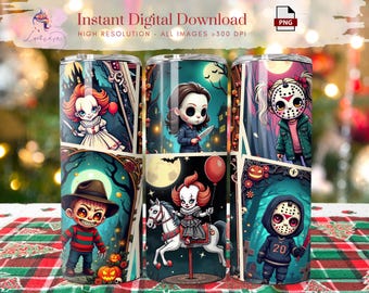 Halloween Horror Movie 20oz Tumbler Wrap ~ Happy Halloween ~ Tarot Cards Tumbler Wrap ~ Halloween Printable Design ~ Digital ~ Sublimation