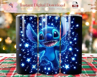 Cartoon Sti-Tch 20oz Tumbler Wrap ~ Skinny Tumbler Wrap ~ Kids Tumbler~ Cartoon Character~ Printable Design ~ Digital Download~ Sublimation