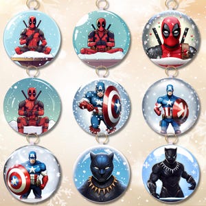 3D Christmas Superheroes Ornaments ~ Snowglobe Ornaments ~ Printable Round Design ~ Xmas Decor ...
