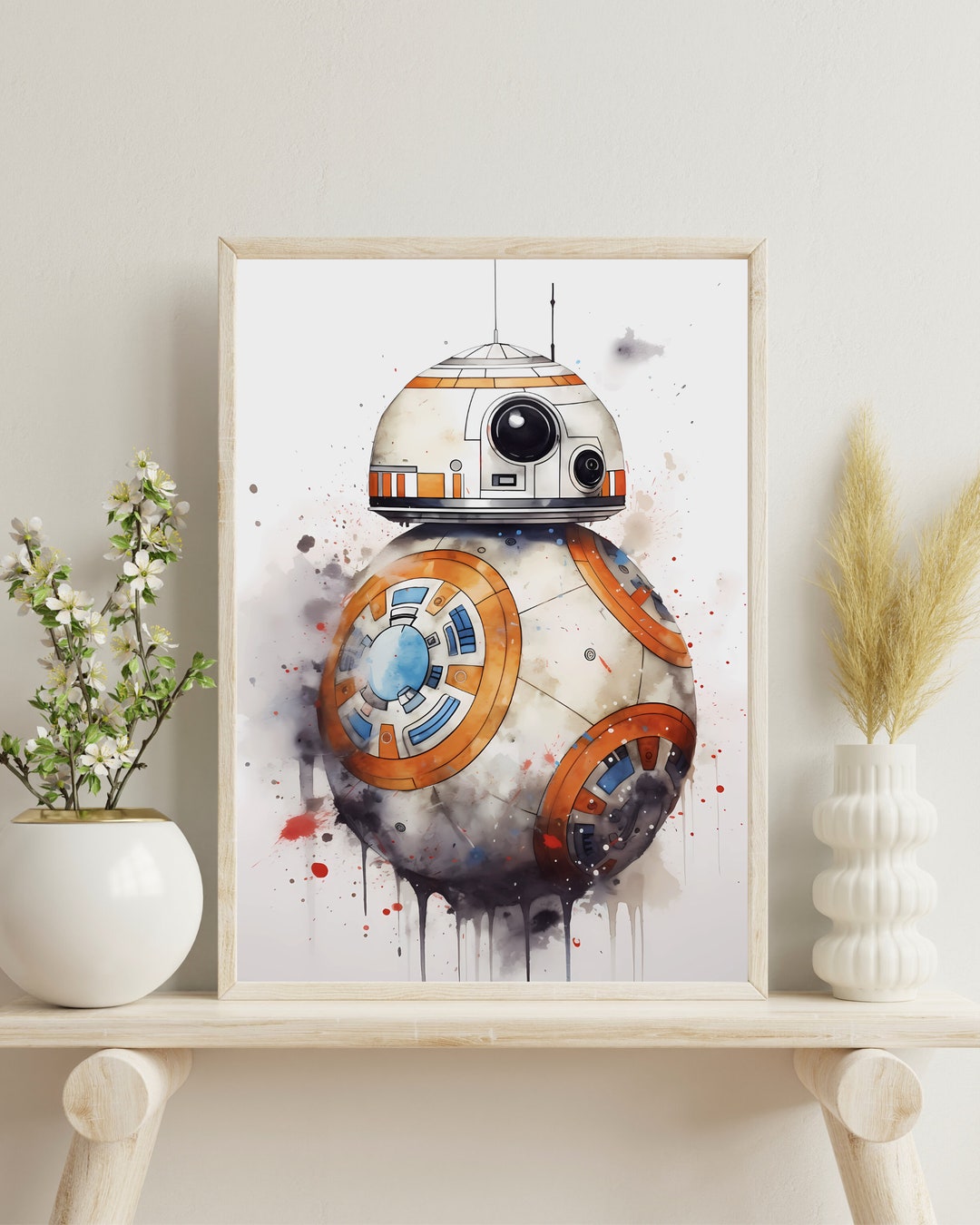 BB-8 Print BB-8 Watercolor Painting Space Wars Fan Art Watercolors Wall ...