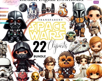 Space Wars ClipArt Pack1~ Space Wars 22 Cute Characters~ High Resolution DigitalClipArts~ High quality PNG SVG PDF~ Instant Download