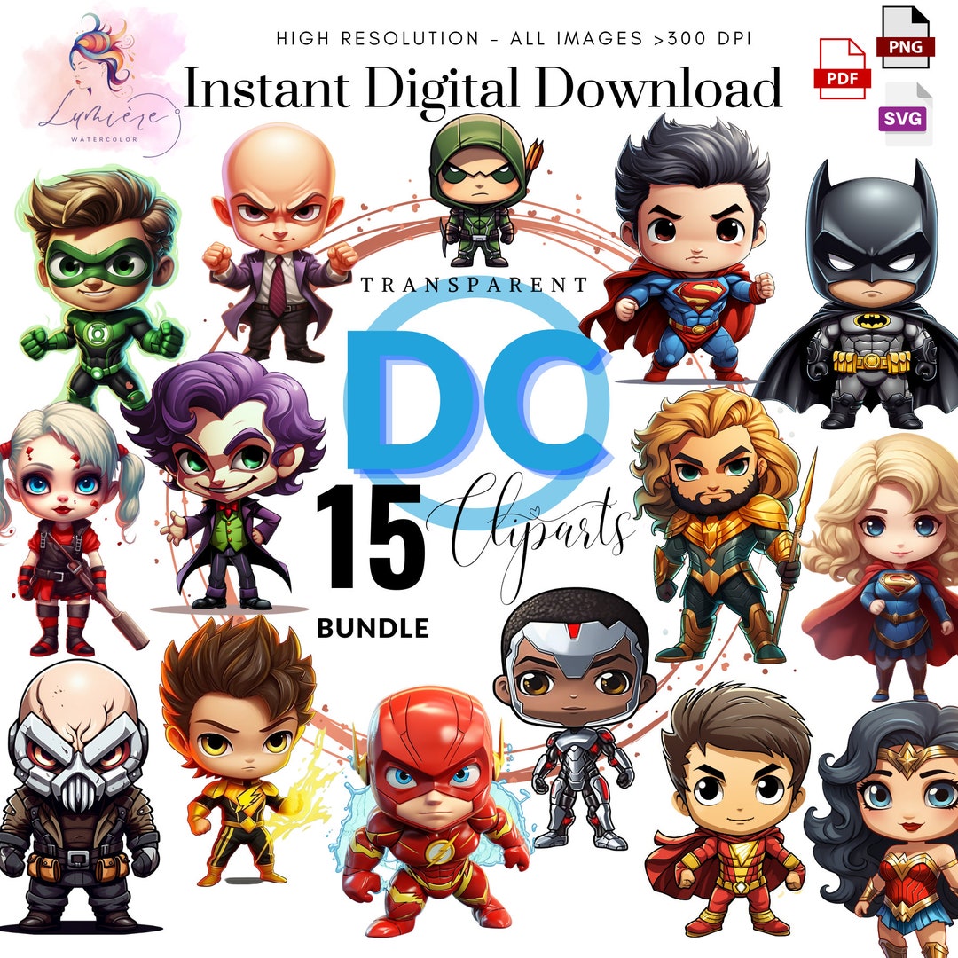 Classic Superheroes Villains Clipart Bundle Cute Etsy Classic Superheroes Villains Clipart Bundle Cute Etsy