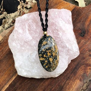 Ocean Jasper Pendant, macrame necklace, Adjustable, boho, handmade gift