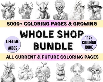 5.000+ Coloring Pages Whole Shop Bundle, Adults Coloring Pages, Grayscale Coloring Books, Colouring Sheets, Digital Download, Printable PDF