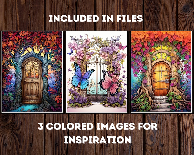 35 Enchanted Doors Coloring Book, Adults + Kids Coloring Pages, Digital ...