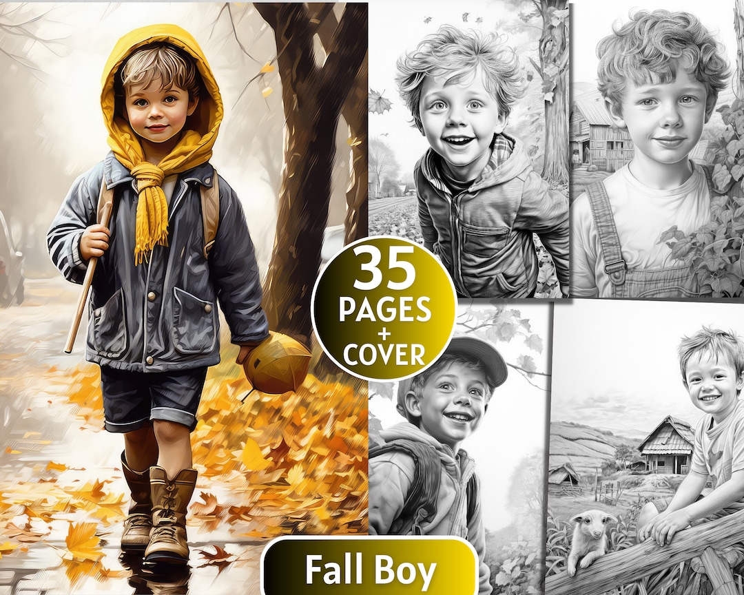 35 Fall Boy Coloring Pages, Grayscale Coloring Book for Adults and Kids ...