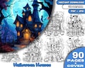90 Halloween Houses Coloring Pages, Adults & Kids  Coloring Pages, Grayscale Coloring Book, Digital Download, Printable PDF File product logo