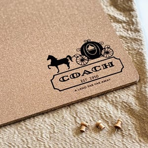 Cinderella&#39;s Coach Engraved Cork Pin Board: Custom Vision Board (11” x 17”)