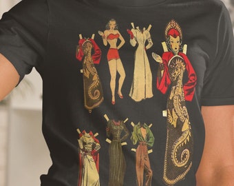 Kurzärmeliges Unisex-T-Shirt mit Vintage-Puppendesign von Lady Dragon | Terry und die Piraten