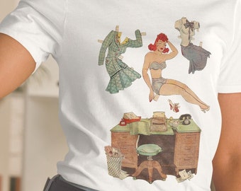 Kurzarm-Unisex-T-Shirt mit Retro-Puppe Brenda Starr