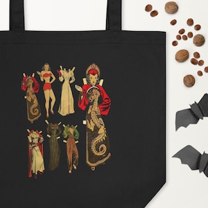 Eco Tote Bag mit Vintage Dragon Lady Ausschnitt Papierpuppe Design | Frottee und die Piraten