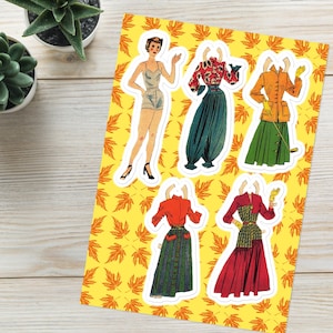 Large Sheet of 1950's Vintage Japanese Paper Dolls- Teens - Ruby Lane