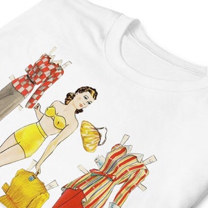 Short-Sleeve Unisex T-Shirt with vintage cut out paper doll