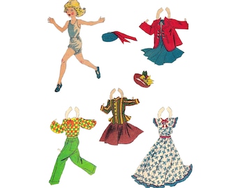 Printable vintage spring paper doll with cut out dresses | Lucy Eleanor Leary Paper Dolls